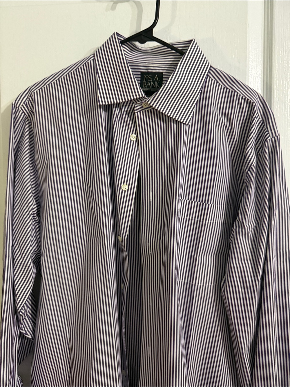 Jos. A. Bank Purple and White Striped Dress Shirt